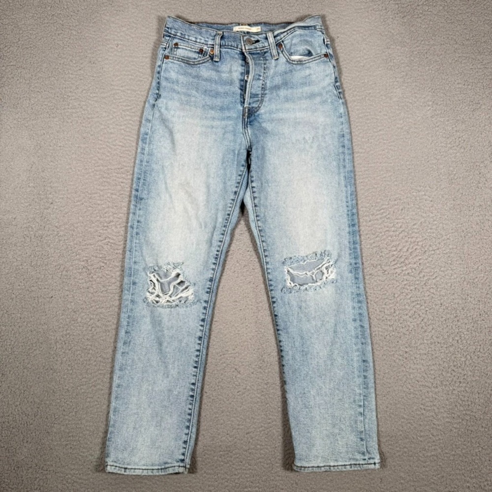 Levis Jeans Womens 29x27 Blue Wedgie Straight Distressed Denim 5 Pocket Preppy